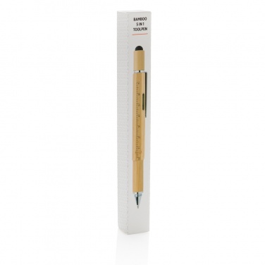 Logo trade promotional merchandise picture of: Bamboo 5-in-1 toolpen